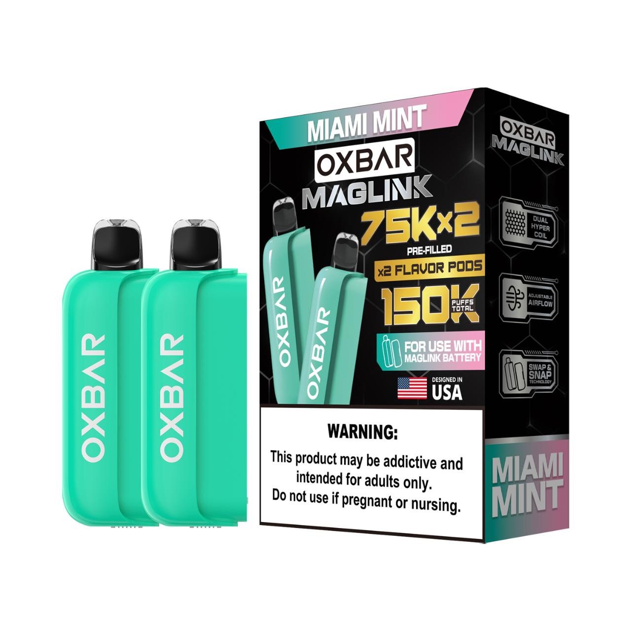 Miami Mint - Oxbar Maglink Nixodine Pod 75K Puffs (Only Pod) 1 Miami Mint - Oxbar Maglink Nixodine Pod 75K Puffs (Only Pod)