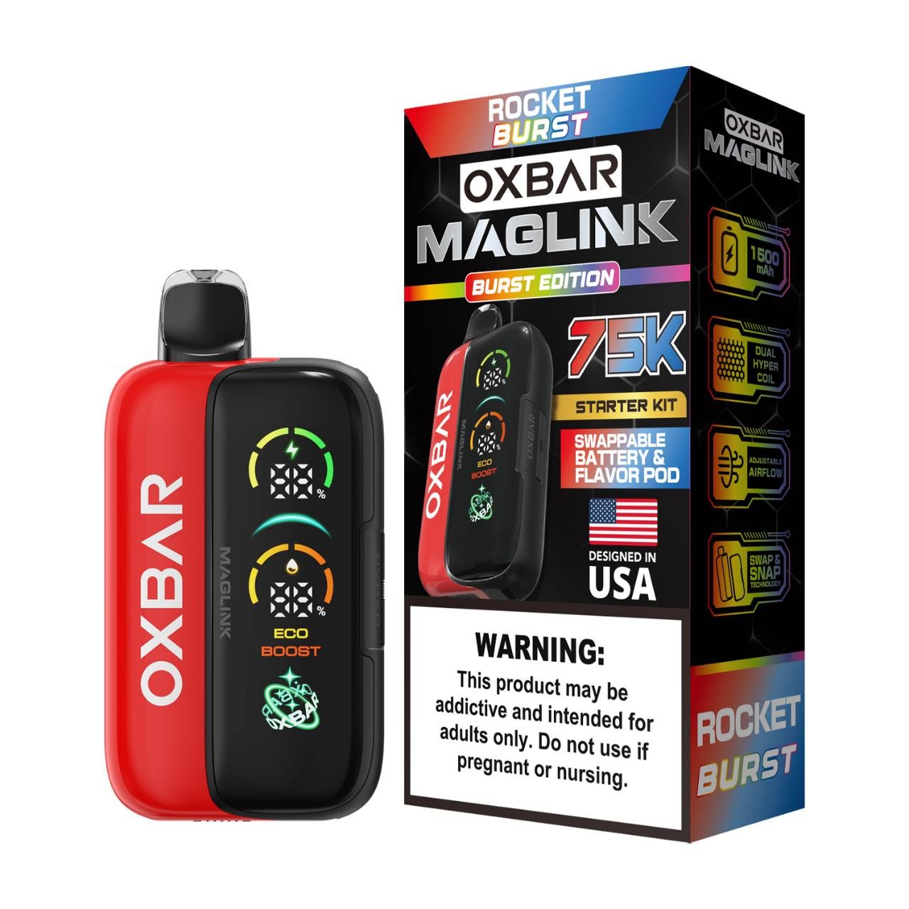 Rocket Burst - Oxbar Maglink Nixodine Kit 75K Puffs 1 Rocket Burst - Oxbar Maglink Nixodine Kit 75K Puffs