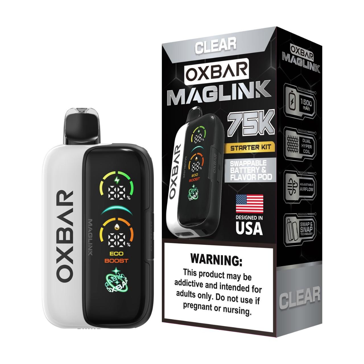 Clear - Oxbar Maglink Nixodine Kit 75K Puffs 1 Clear - Oxbar Maglink Nixodine Kit 75K Puffs